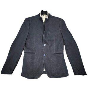 Zara Man Blazer Jacket Mens 42 Denim Couture Elbow Patch Sport Coat Casual